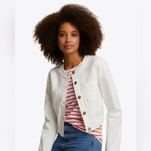 Draper James White Jean Jacket Cropped Classic